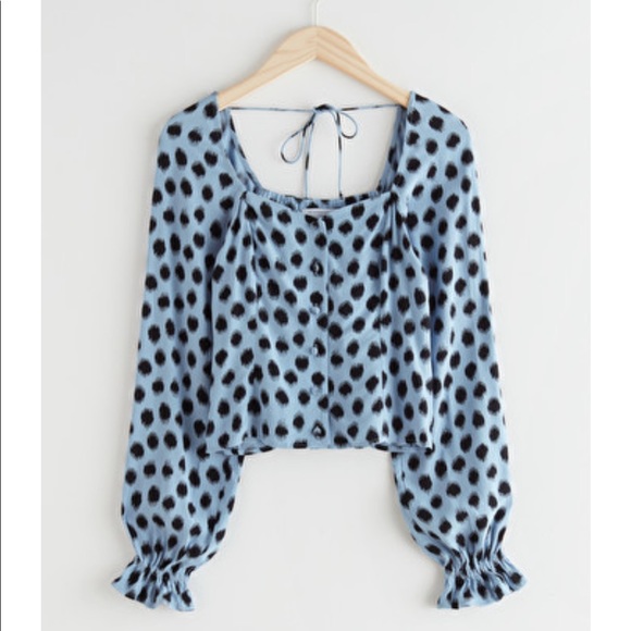 NWT & Other Stories Blue Dots Sweetheart neck Long - Picture 1 of 6